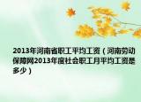2013年河南省职工平均工资（河南劳动保障网2013年度社会职工月平均工资是多少）