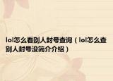 lol怎么看别人封号查询（lol怎么查别人封号没简介介绍）