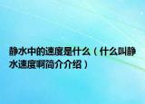 静水中的速度是什么（什么叫静水速度啊简介介绍）
