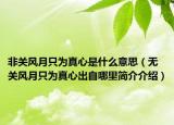 非关风月只为真心是什么意思（无关风月只为真心出自哪里简介介绍）