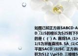 如图已知正方体$ABCD-A_{1}B_{1}C_{1}D_{1}$的棱长为$2$则下列四个结论正确的是（（）A. 直线$A_{1}C_{1}$与$AD_{1}$为异面直线B. $A_{1}C_{1}\parallel$平面$ACD_{1}$C. 正方体的外接球的表面积为$12 \pi$D. 三棱锥$D_{1}-ADC$的体积为$\dfrac {8}{3}$