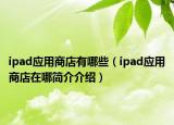 ipad应用商店有哪些（ipad应用商店在哪简介介绍）