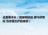 孟夏草木长（绕屋树扶疏 群鸟欣有托 吾亦爱吾庐的意思）