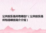 公共娱乐场所有哪些?（公共娱乐场所包括哪些简介介绍）
