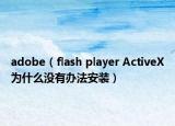 adobe（flash player ActiveX为什么没有办法安装）
