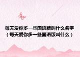 每天爱你多一些国语版叫什么名字（每天爱你多一些国语版叫什么）