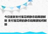今日更新支付宝花呗静态码限额解除 支付宝花呗的静态码限额如何解除