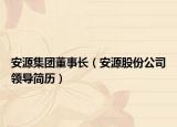 安源集团董事长（安源股份公司领导简历）