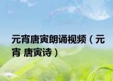 元宵唐寅朗诵视频（元宵 唐寅诗）