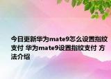 今日更新华为mate9怎么设置指纹支付 华为mate9设置指纹支付 方法介绍