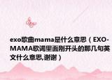 exo歌曲mama是什么意思（EXO-MAMA歌词里面刚开头的那几句英文什么意思,谢谢）