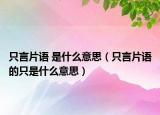 只言片语 是什么意思（只言片语的只是什么意思）
