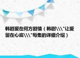 韩剧爱在何方剧情（韩剧\
