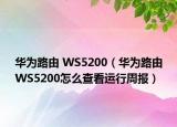 华为路由 WS5200（华为路由WS5200怎么查看运行周报）