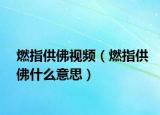 燃指供佛视频（燃指供佛什么意思）