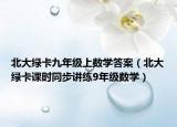 北大绿卡九年级上数学答案（北大绿卡课时同步讲练9年级数学）