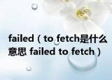 failed（to fetch是什么意思 failed to fetch）
