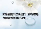 如果爱能早些说出口（那现在是否就能勇敢面对分手）