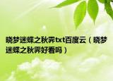 晓梦迷蝶之秋霁txt百度云（晓梦迷蝶之秋霁好看吗）
