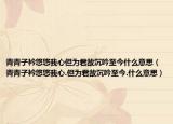 青青子衿悠悠我心但为君故沉吟至今什么意思（青青子衿悠悠我心.但为君故沉吟至今.什么意思）