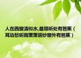 人在西窗清似水,最堪听处有芭蕉（耳边愁听雨萧萧碧纱窗外有芭蕉）