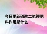 今日更新磷酸二氢钾肥料作用是什么