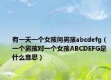 有一天一个女孩问男孩abcdefg（一个男孩对一个女孩ABCDEFG是什么意思）