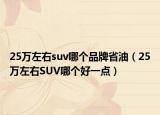 25万左右suv哪个品牌省油（25万左右SUV哪个好一点）