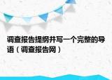 调查报告提纲并写一个完整的导语（调查报告网）