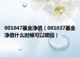 001047基金净值（001037基金净值什么时候可以赎回）