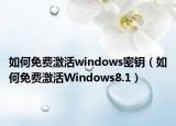 如何免费激活windows密钥（如何免费激活Windows8.1）