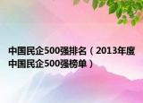 中国民企500强排名（2013年度中国民企500强榜单）