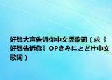 好想大声告诉你中文版歌词（求《好想告诉你》OPきみにとどけ中文歌词）