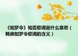 《如梦令》知否歌词是什么意思（韩庚如梦令歌词的含义）