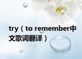 try（to remember中文歌词翻译）