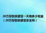 20万存到余额宝一天有多少收益（20万存到余额宝安全吗）