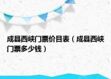 成县西峡门票价目表（成县西峡门票多少钱）