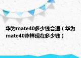华为mate40多少钱合适（华为mate40咋样现在多少钱）
