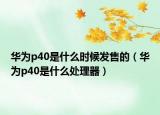 华为p40是什么时候发售的（华为p40是什么处理器）