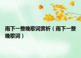 雨下一整晚歌词赏析（雨下一整晚歌词）