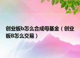 创业板b怎么合成母基金（创业板B怎么交易）