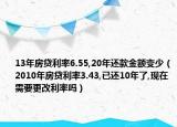 13年房贷利率6.55,20年还款金额变少（2010年房贷利率3.43,已还10年了,现在需要更改利率吗）