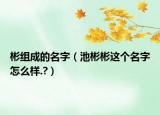 彬组成的名字（池彬彬这个名字怎么样.?）