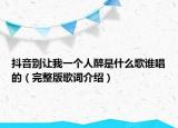 抖音别让我一个人醉是什么歌谁唱的（完整版歌词介绍）