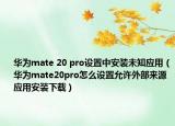 华为mate 20 pro设置中安装未知应用（华为mate20pro怎么设置允许外部来源应用安装下载）