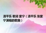 清平乐 歌词 紫宁（清平乐 张紫宁演唱的歌曲）