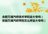合肥万通汽修技术学院是大专吗（安徽万通汽修学院怎么样是大专吗）