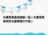 大唐无双名将技能一览（大唐无双名将怎么获得简介介绍）