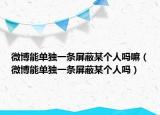 微博能单独一条屏蔽某个人吗嘛（微博能单独一条屏蔽某个人吗）