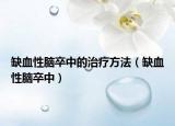 缺血性脑卒中的治疗方法（缺血性脑卒中）